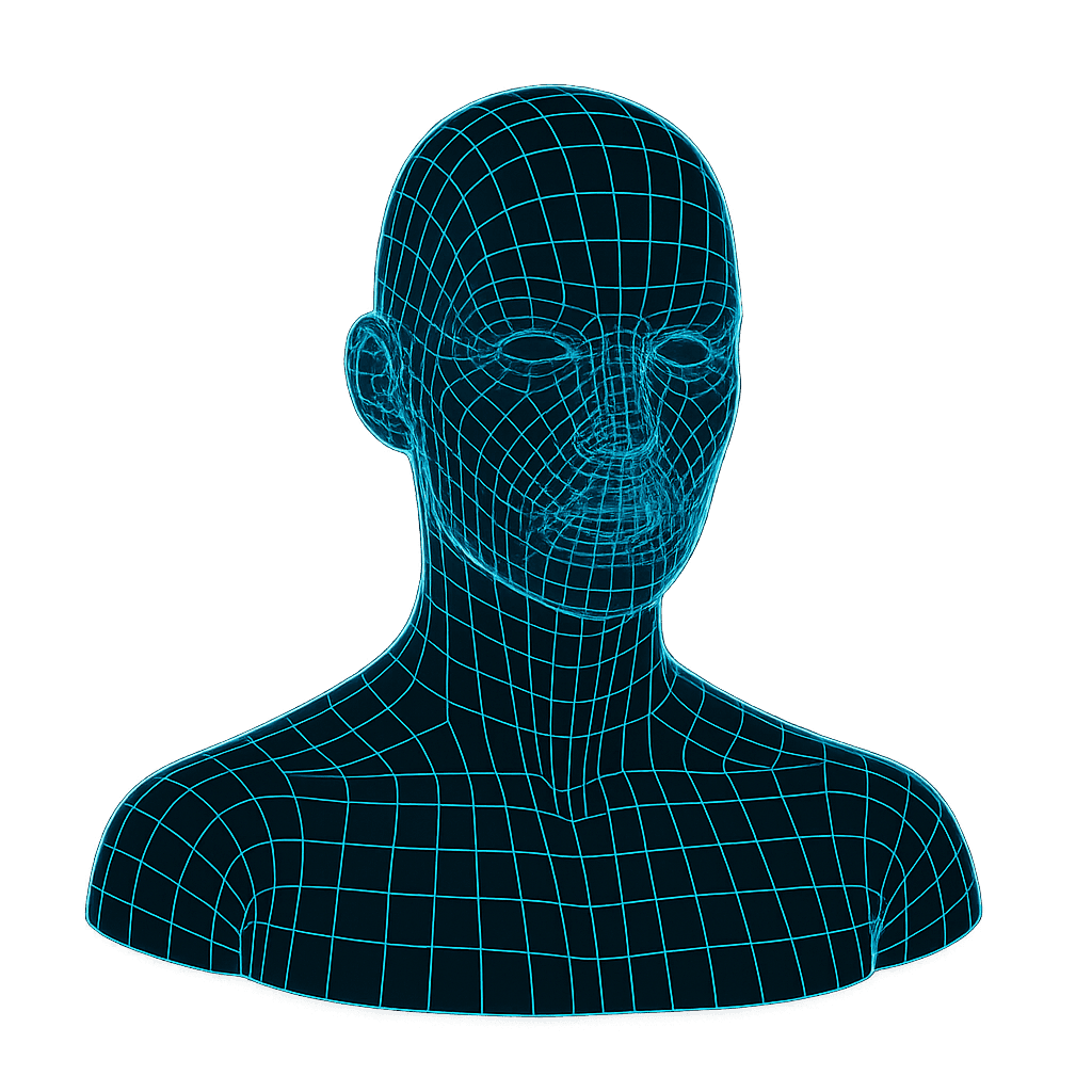 Abstract persona hologram showing agent configuration interface